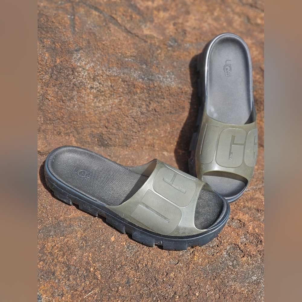 UGG Women's Jella Clear Chunky Slides Charcoal Grey Pool Summer Shower Comfy  9C